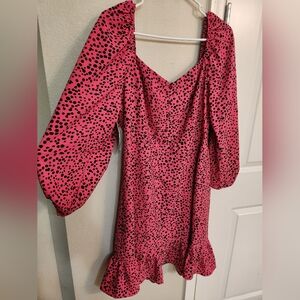 SCOOP NYC size large 12 14 Hot pink black leopard print dress  NWT 😍 💕 💖
